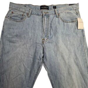 Lucky Brand 181 Relaxed Straight Jeans Mens 38x32 Light Wash Cotton Linen Denim